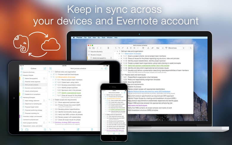 Keep in sync across your devices and Evernote account