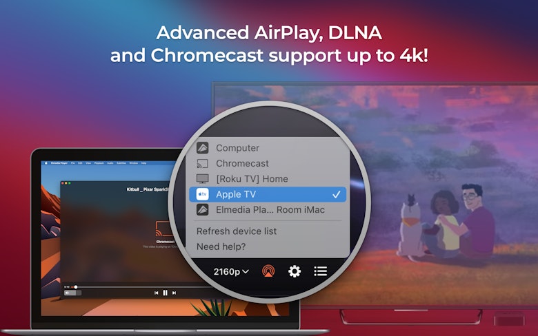 Advanced AirPlay, DLNA and Chromecast support up to 4k!