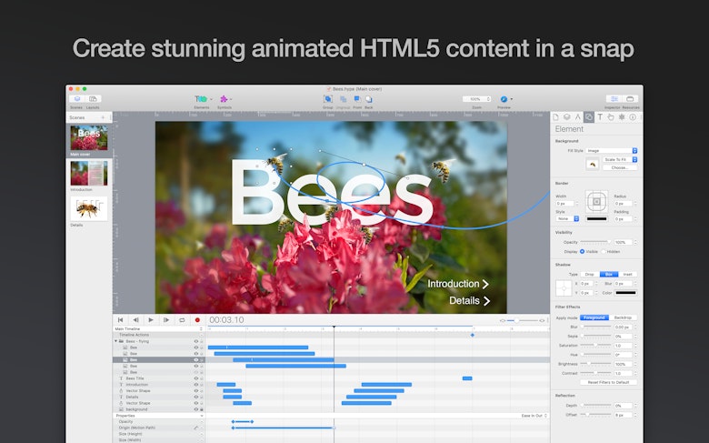 Create stunning animated HTML5 content in a snap