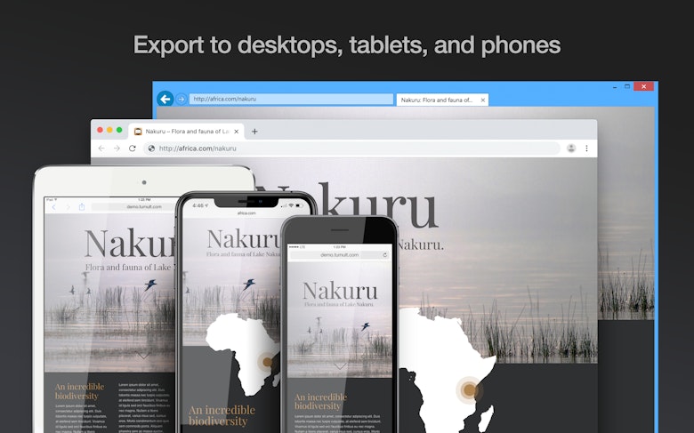 Export to desktops, tablets, and phones