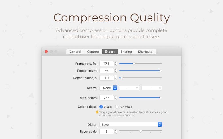 Compression Quality. Advanced compression options provide complete control over the output quality and file size.