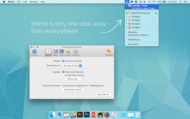 Shimo is only one click away from everywhere!