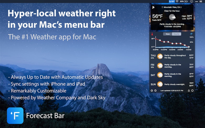 Hyper-local weather right in your Mac's menu bar
