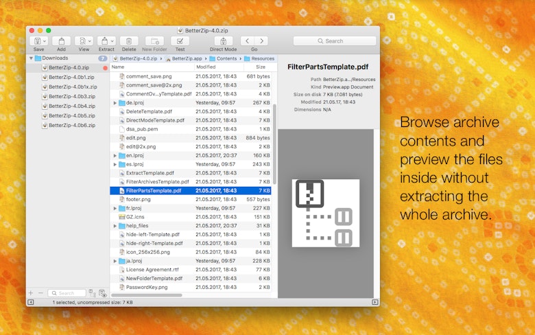 BetterZip allows you browse archive contents and preview the files without extracting.