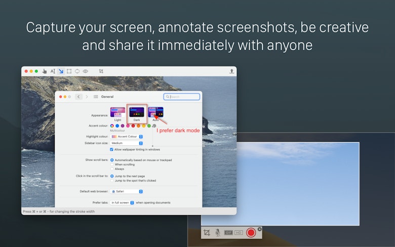 Capture your screen, annotate screenshots, be creative and share it immediately with anyone