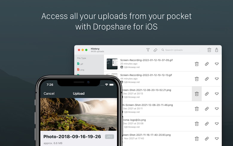 Access all your uploads from your pocket with Dropshare for iOS