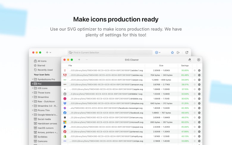 Make icons production ready