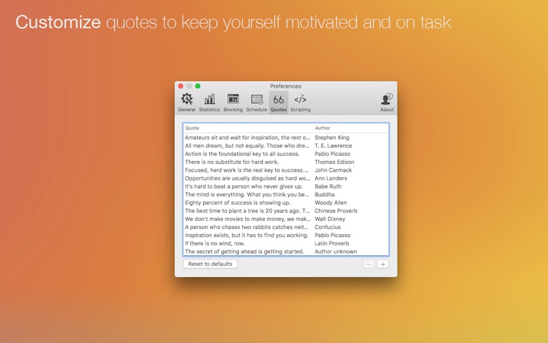 Customize quotes to keep yourself motivated and on task.