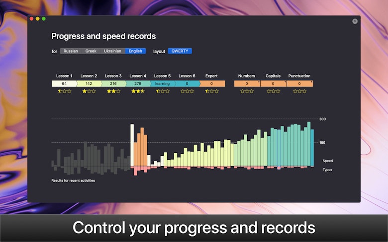 Control your progress and records