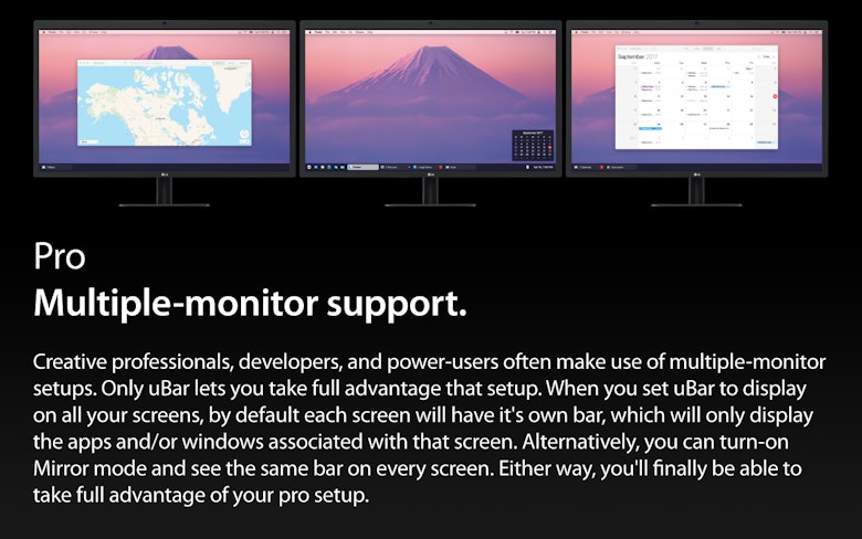 Pro Multiple-monitor support.
