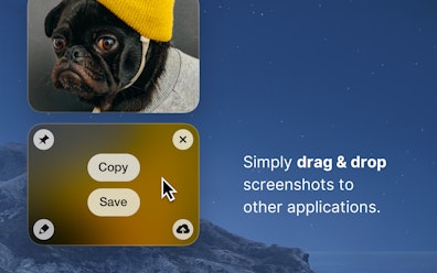 Simply drag & drop screenshots to other applications.