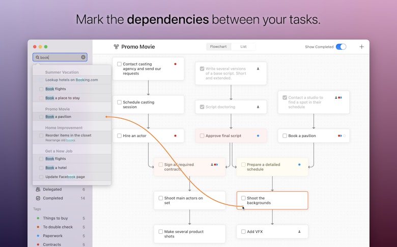 Mark the dependencies between your tasks.