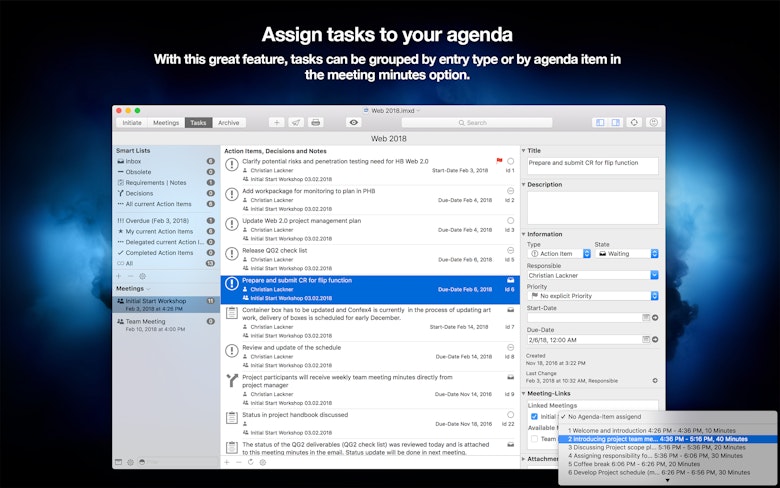 Assign tasks to your agenda