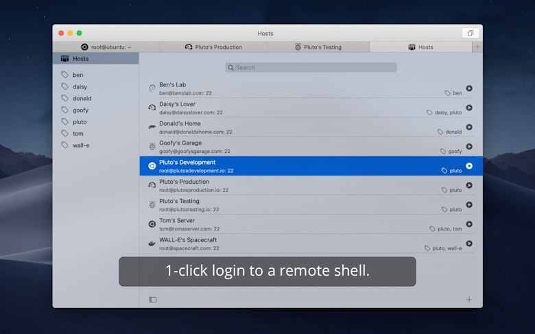 1-click login to a remote shell.
