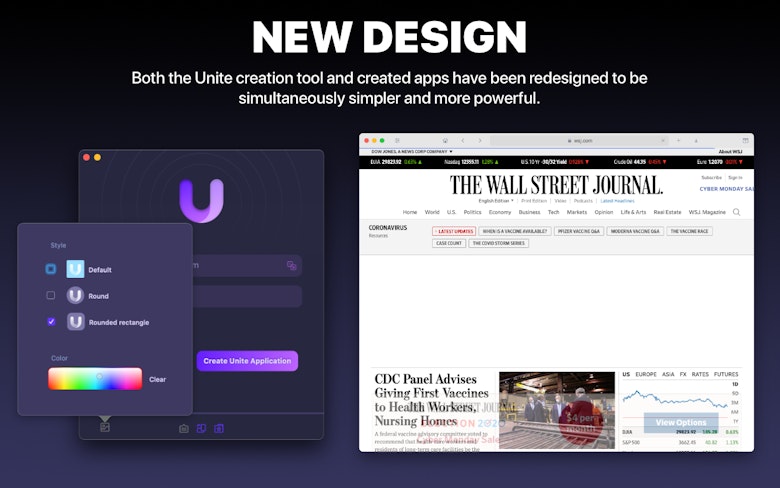 Both the Unite creation tool and created apps have been redesigned to be simultaneously simpler and more powerful.