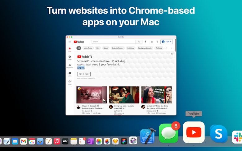 Turn websites into Chrome-based apps on your Mac