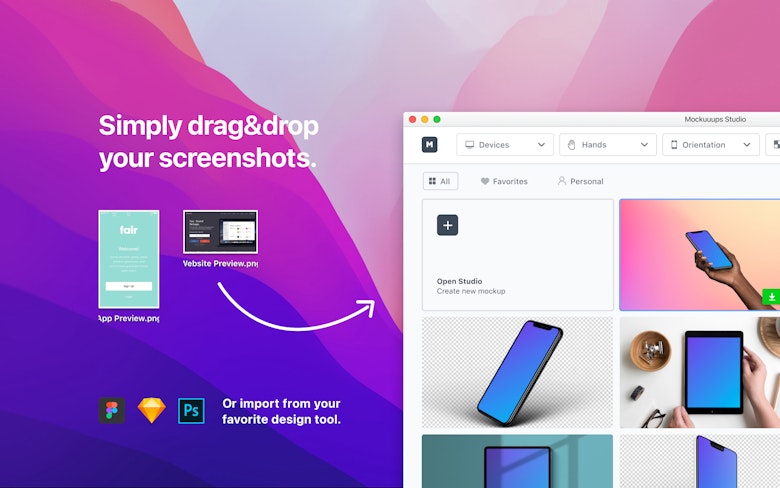 Simply drag&drop your screenshots.