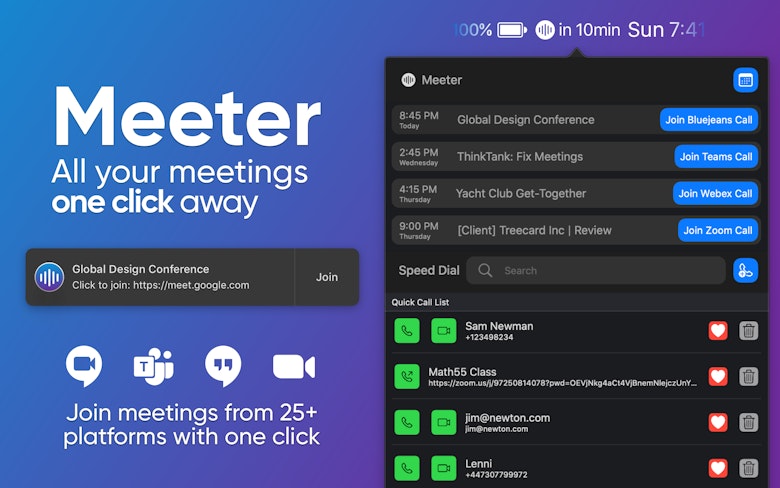 All your meetings one click away