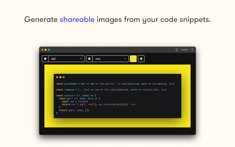Generate shareable images from your code snippets.