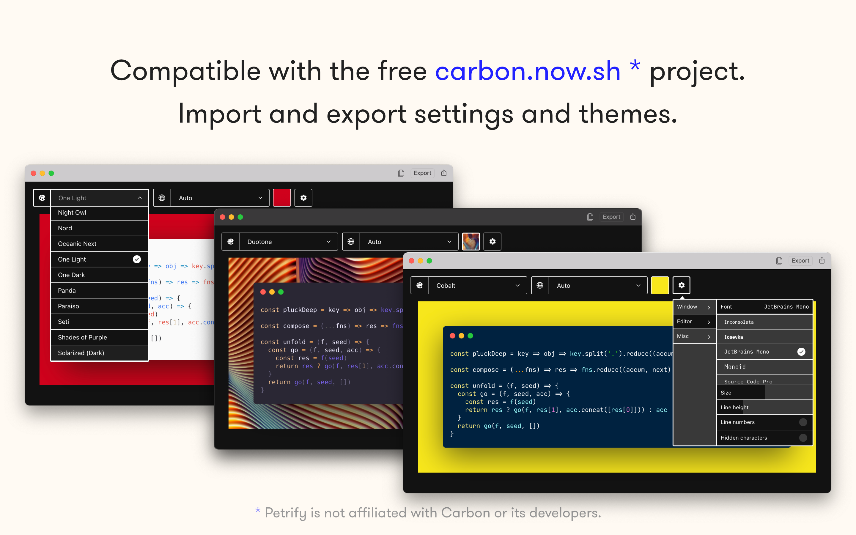 Drag and Drop Code Snippets in Petrify