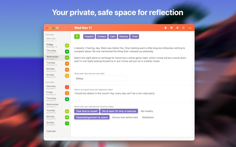 Your private, safe space for reflection