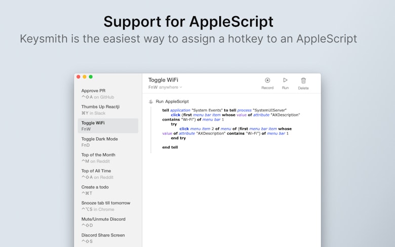 Support for AppleScript
