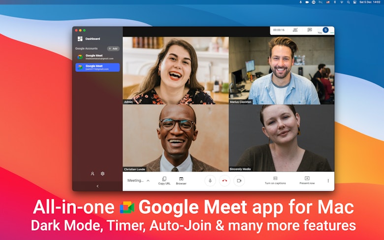 All-in-one Google Meet app for Mac - Dark Mode, Timer, Auto-Join & many more features