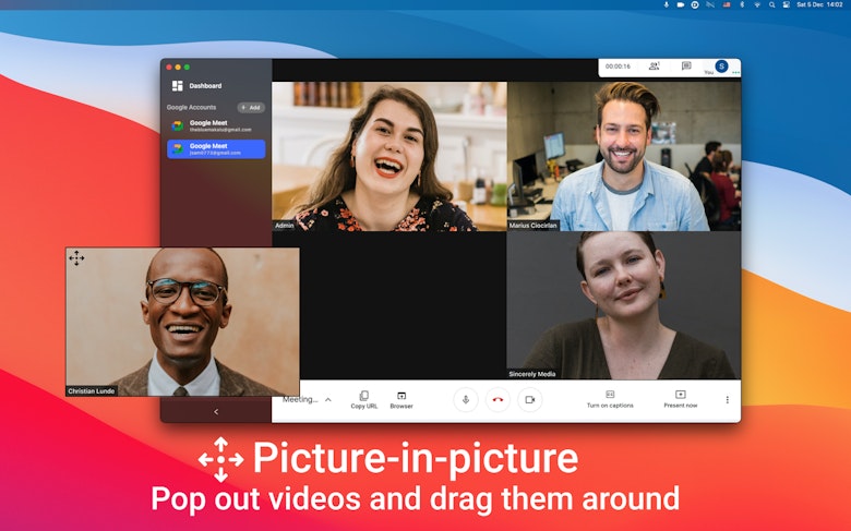 Picture-in-picture. Pop out videos and drag them around