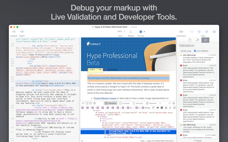 Debug your markup with Live Validation and Developer Tools.