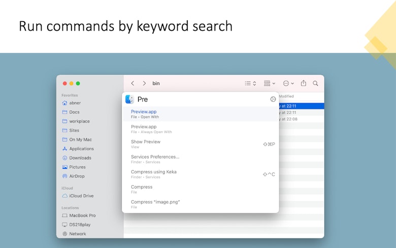 Run commands by keyword search