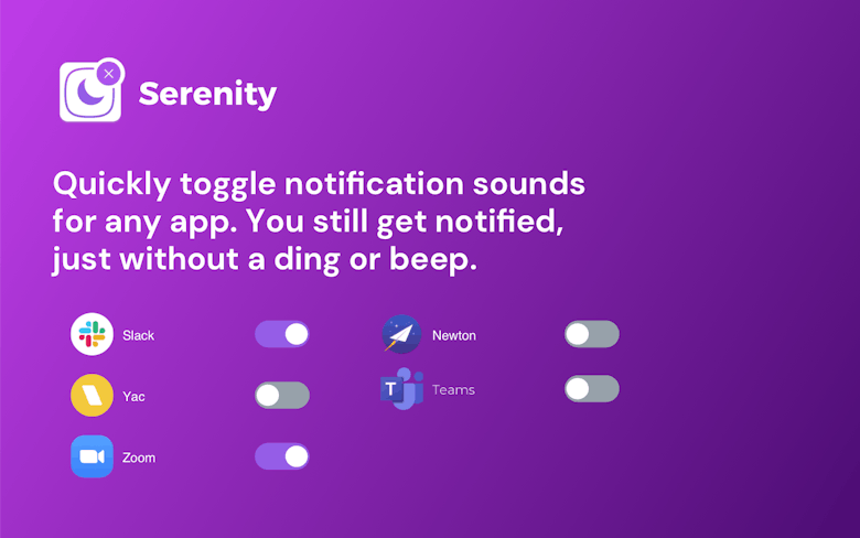 Quickly toggle notification sounds for any app.
