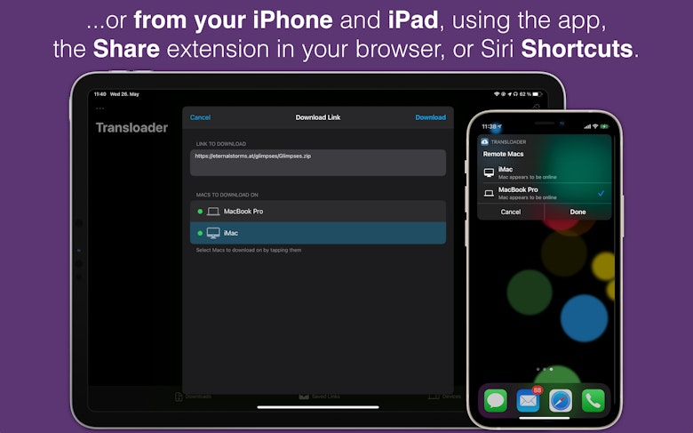 ..Or from your iPhone and iPad, using the app, the Share extension in your browser, or Siri Shortcuts.