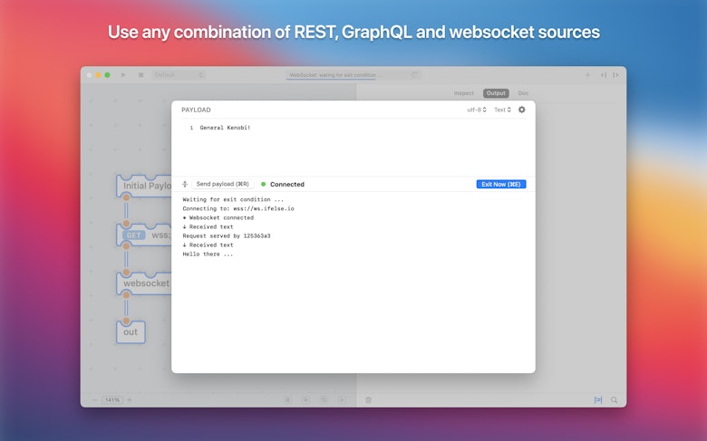 Use any combination of REST, GraphQL and websocket sources