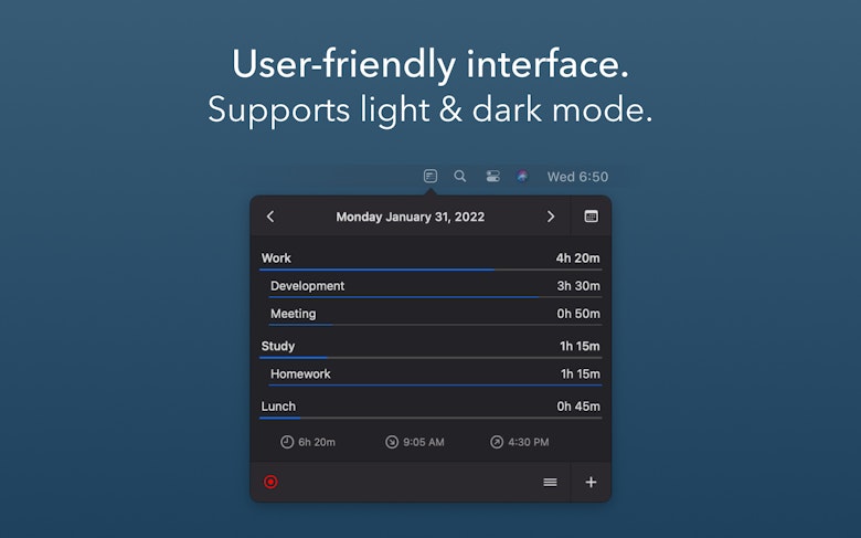 User-friendly interface. Supports light & dark mode.