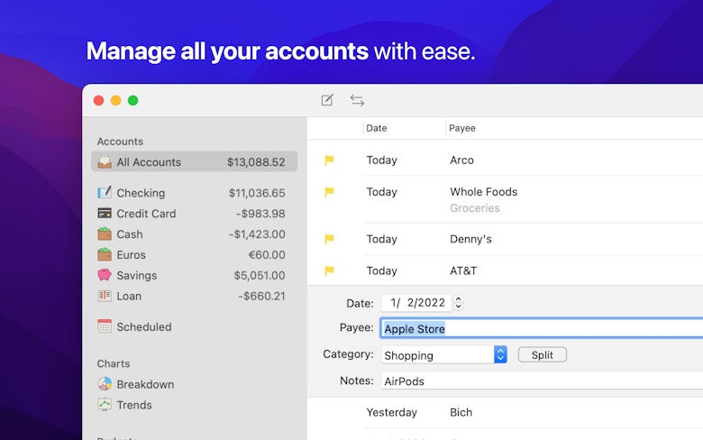 Manage all your accounts with ease.