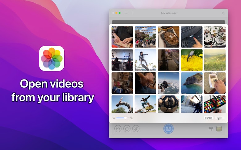 Open videos from your library