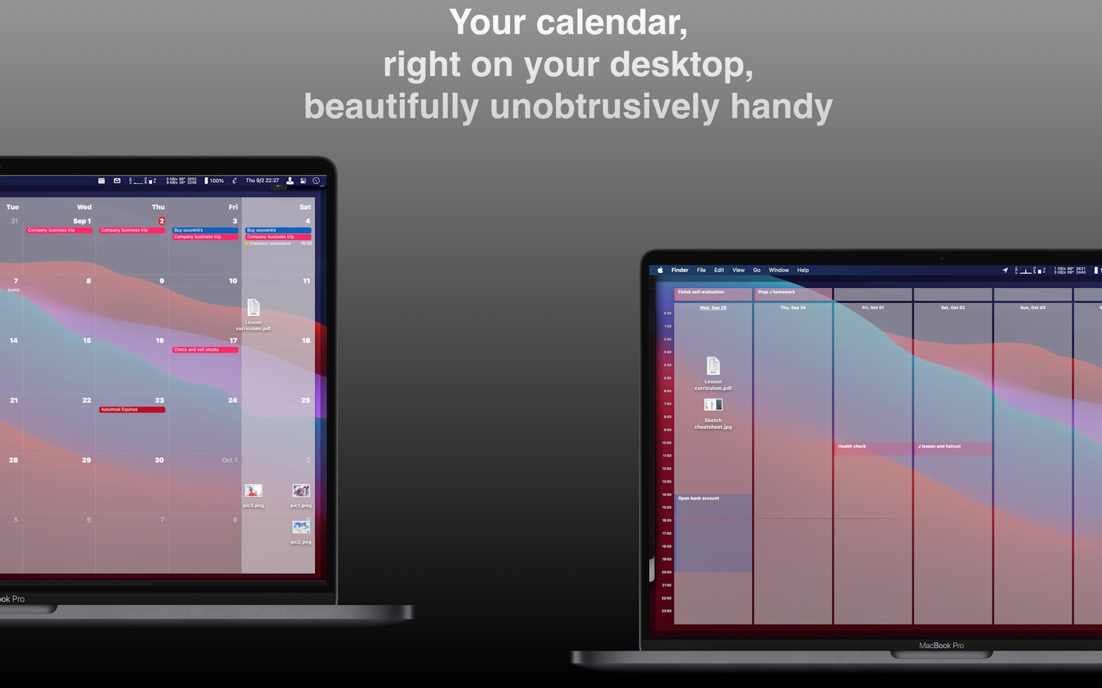 WallCal on Setapp Pin clear calendar to desktop