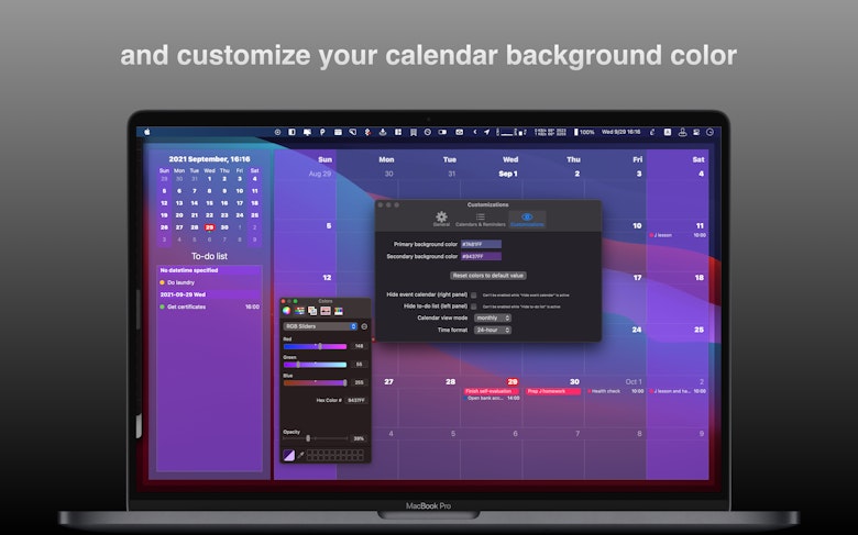 and customise your calendar background color