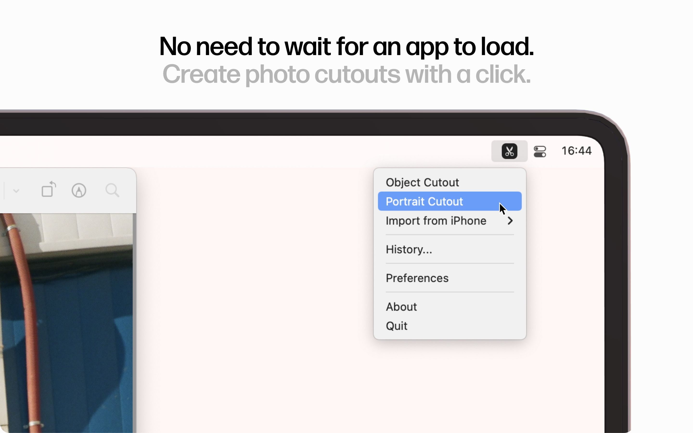 Screenshot of SpeedCut with an extracted image