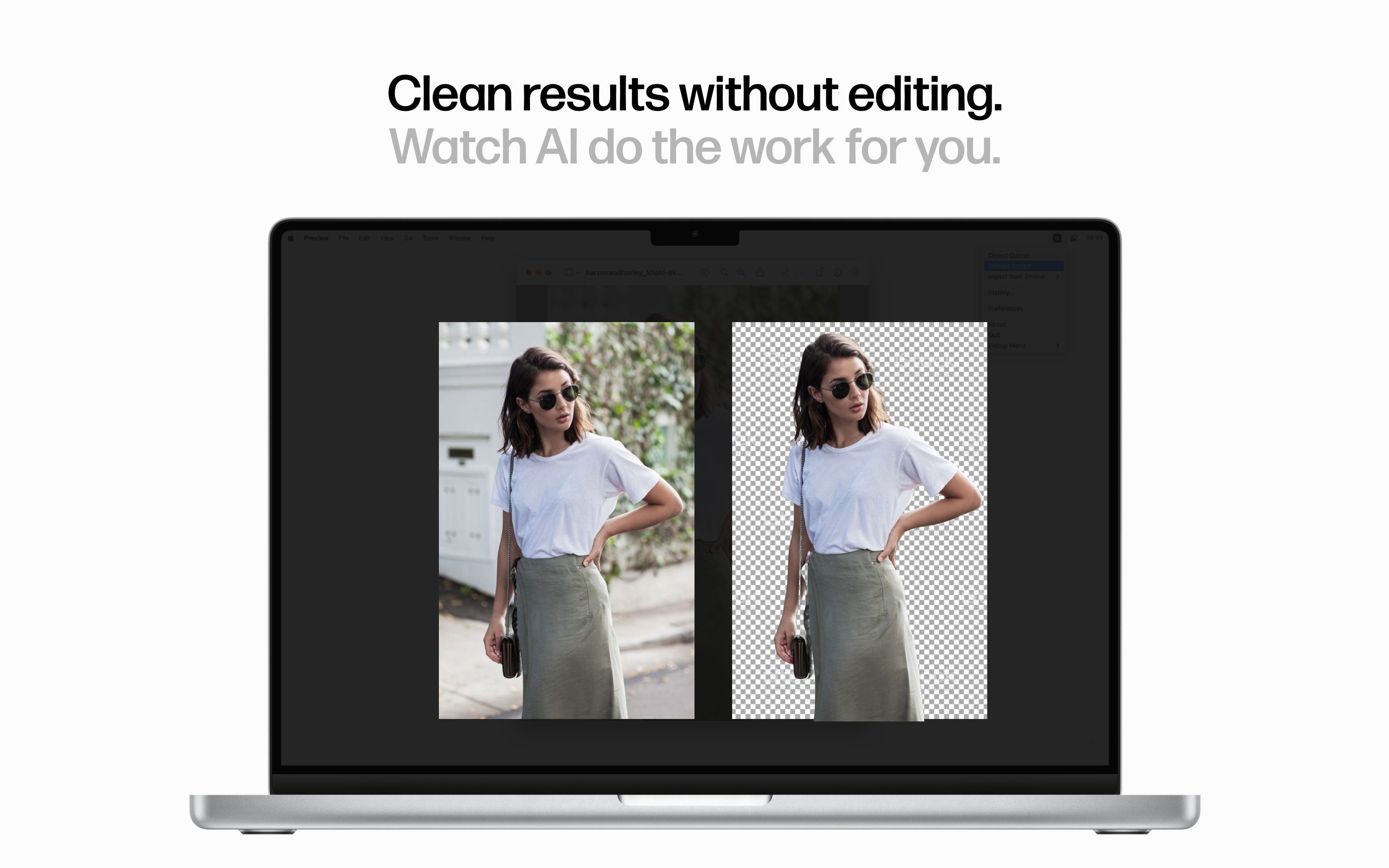 Screenshot of SpeedCut portrait mode selection
