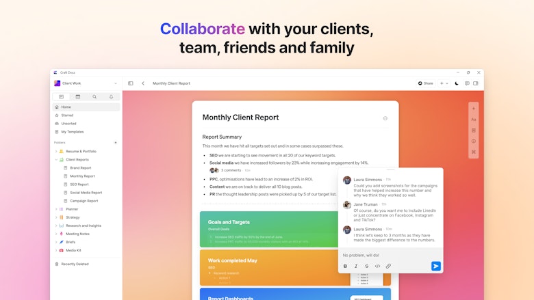 Collaborate with clients, team, friends and family