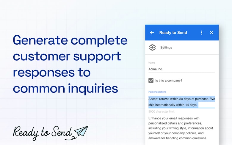 Generate complete customer support responses to common inquiries