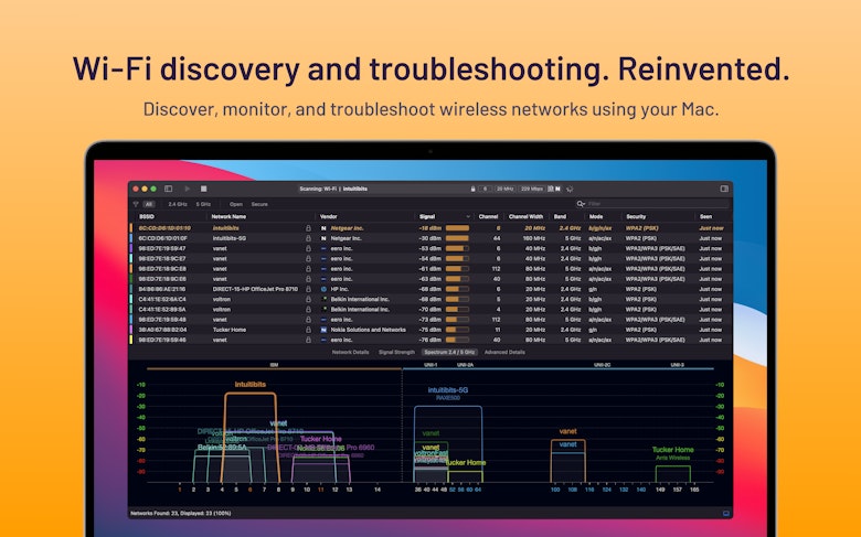 Wi-Fi discovery and troubleshooting. Reinvented. Discover, monitor, and troubleshoot wireless networks using your Mac.
